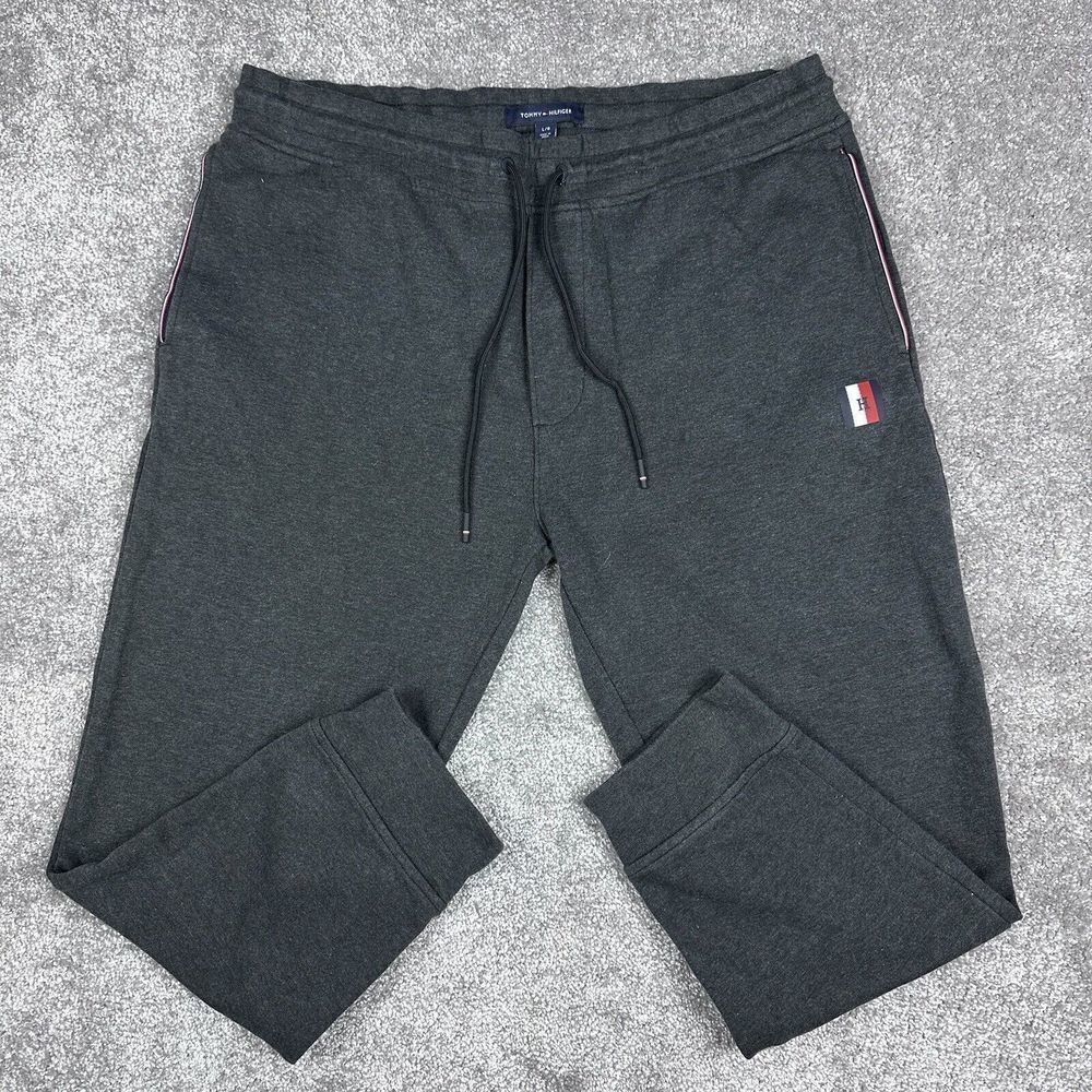 Tommy Hilfiger Sweatpants Mens Large Gray Joggers Athletic Logo